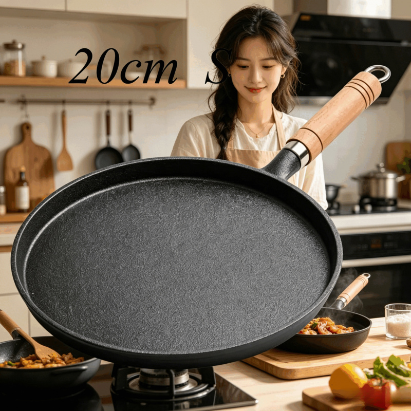 Dosa Pan Iron - 20cm Dökme Demir Tava Ahşap Saplı